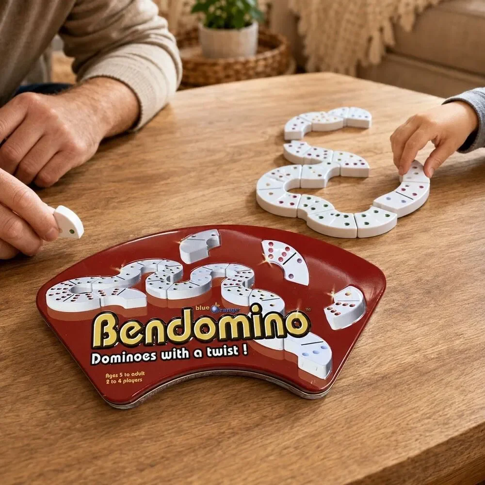 Bendomino Dominoes With a Twist Blue Orange Games 2006, Heavy Curved DominosREAD